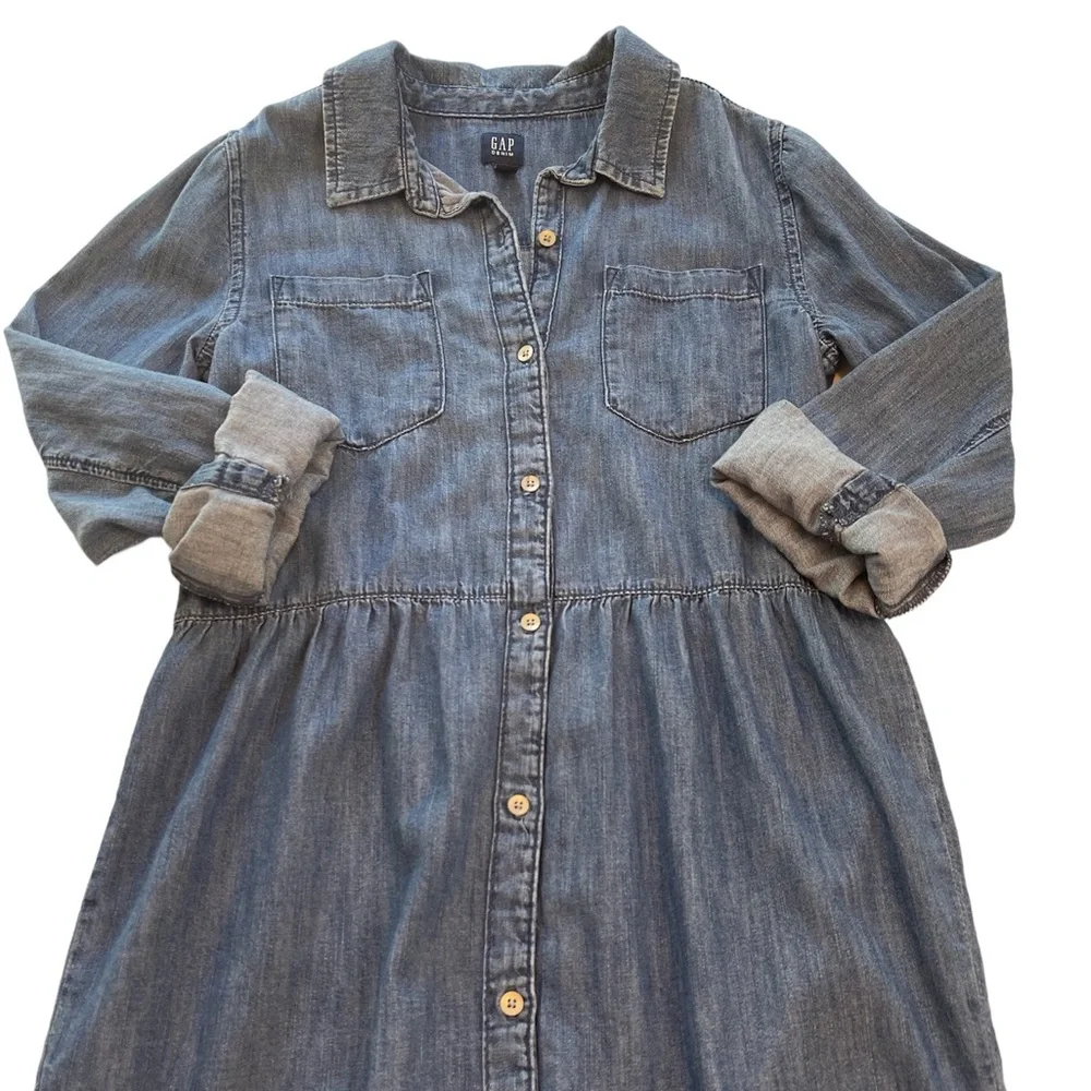 GAPKids Dress Long Sleeve Button up Blue Chambray Denim Girls Size Large
